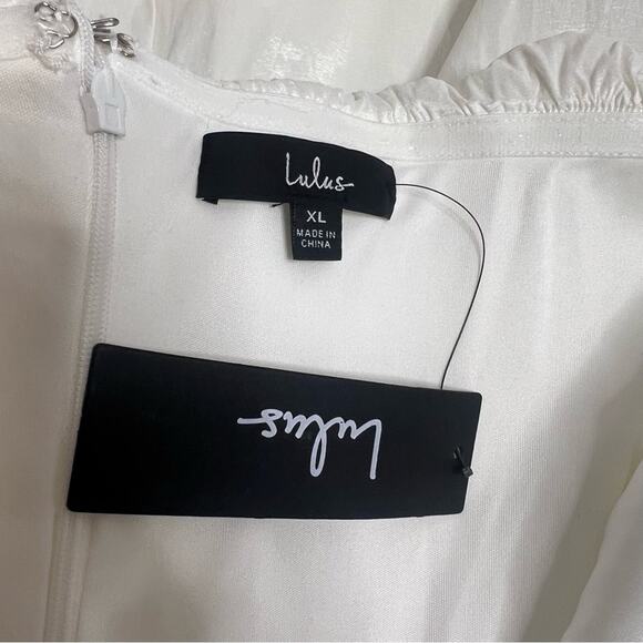 NWT Lulu's Significant Sensation White Satin Off the Shoulder Mini Dress Sz XL - Picture 9 of 9